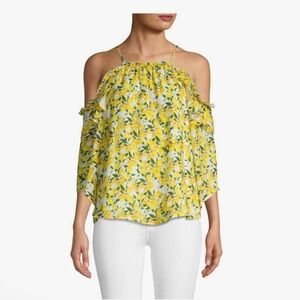 Parker New York White Lemon Cold Shoulder Blouse Top Sz S NWT $258